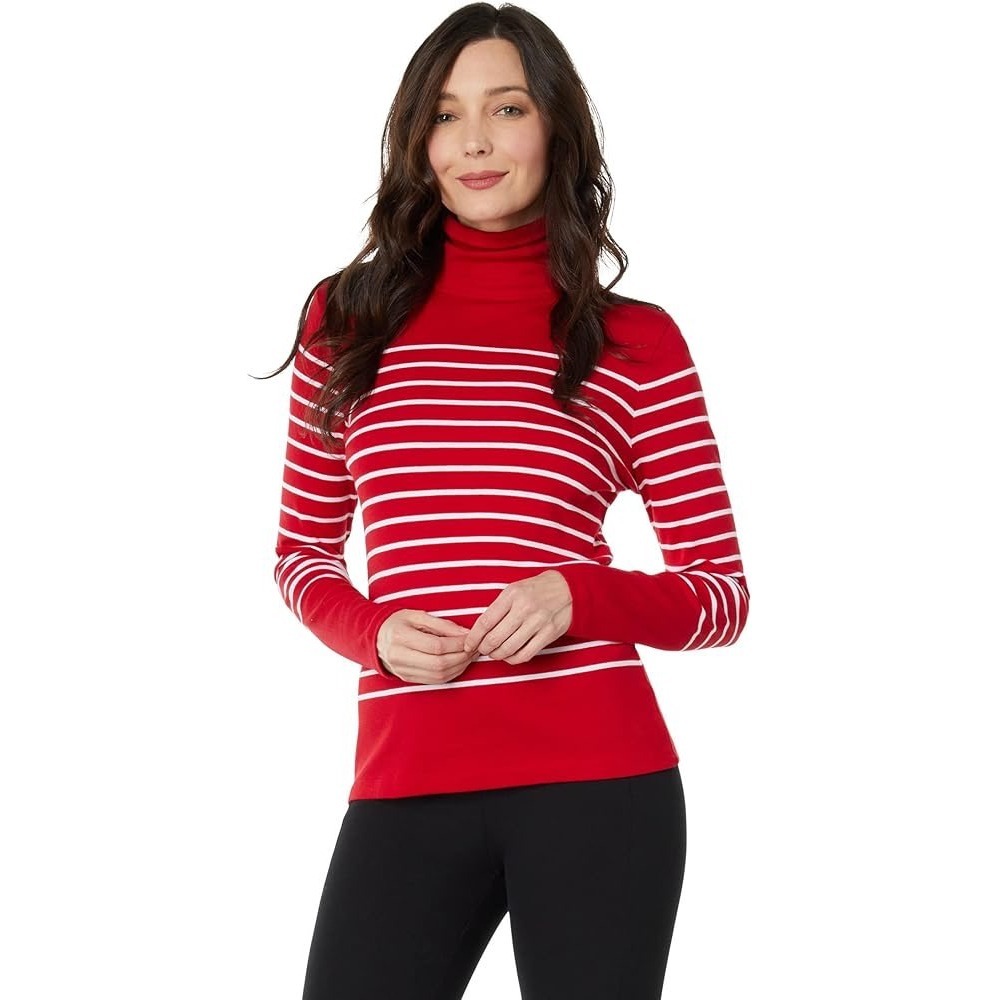 Vineyard Vines Womens XL Red White Striped Pima Cotton Modal Turtleneckâ XL